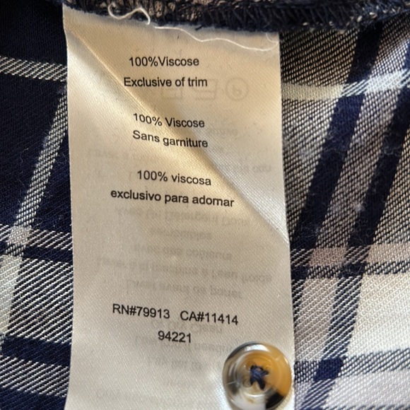 Motherhood flannel plaid maternity dress navy and white button front - Picture 10 of 11